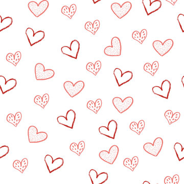 beautiful vector seamless pattern with pink and red hearts