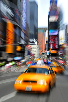 Yellow taxi cabs in Manhattan New York City