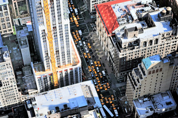 Vue aérienne du trafic aux heures de pointe à Manhattan New York City