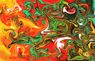 Abstract background in impressionism style. Marble art in liquid painting. Modern fluid artwork. Creative texture. Swirl pattern with marbled elements. Vortex bright design. Fantasy style effect. 