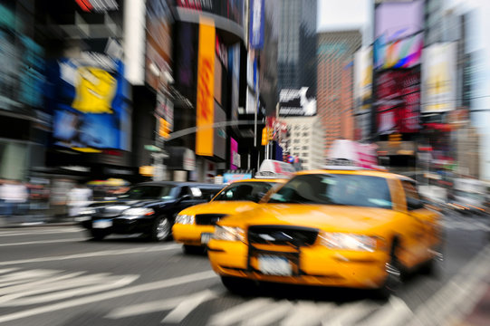 Yellow taxi cabs in Manhattan New York City