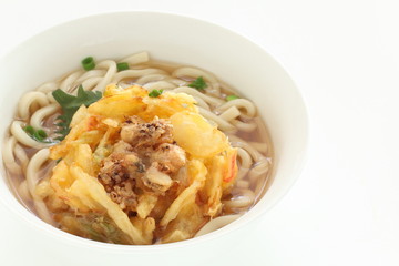 Japanese food, Deep fried octopus Tempura and udon noodles