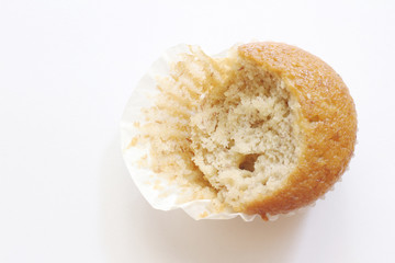 banana cake was eaten on white background