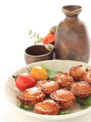 Japanese food, grilled  soy sauce and scallop 