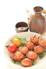 Japanese food, grilled  soy sauce and scallop 