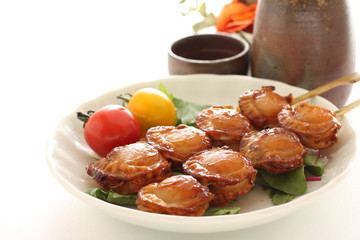 Japanese food, grilled  soy sauce and scallop 