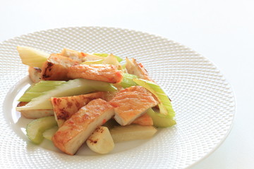 Fish cake and celery stir fried for Chinese food image