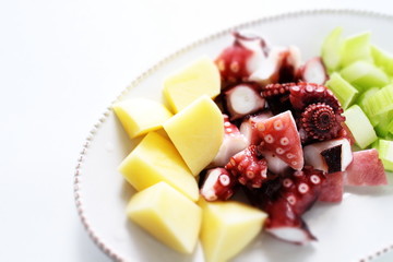 Boiled octopus and vegetable for prepared food image
