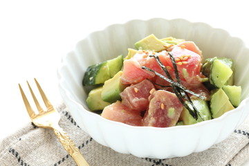 Japanese food, tuna fish and avocado