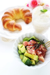 Japanese food, tuna fish and avocado