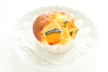 Homemade pumpkin muffin for autumn food image