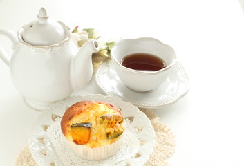 Homemade pumpkin muffin for autumn food image