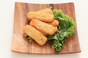 Hash brown potato on lettuce for snack food image
