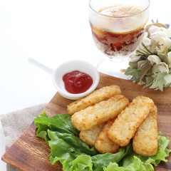 Hash brown potato on lettuce for snack food image