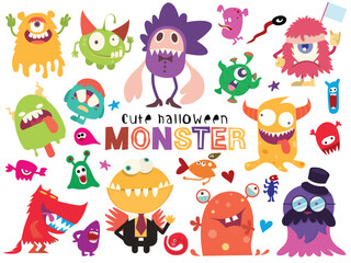 Cute Scary Halloween Monsters and Candy