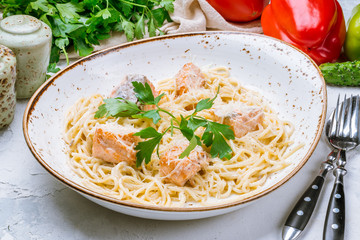fettuccine with salmon