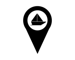 sail ship marker black silhouette pin locate path image vector icon logo symbol