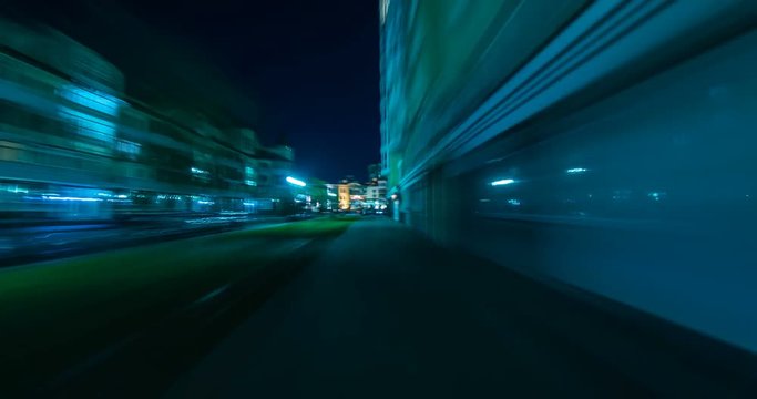 The walk in the night street in the city. time lapse
