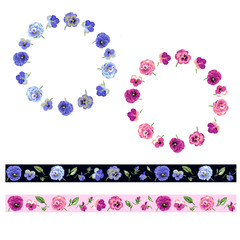 大人の雰囲気のパンジーフレーム、ラッピングやマスキングテープにも！