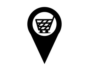 marker market trolley symbol logo silhouette black