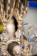 Background, crystal glass It's a shiny color. They are often displayed in showcases and home or garden decor.