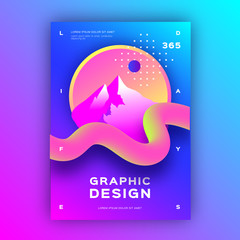 Naklejka premium Geometric abstract background, Liquid background, Gradient fluid shapes. Trendy graphic design poster A4 size. Vector illustration Eps10