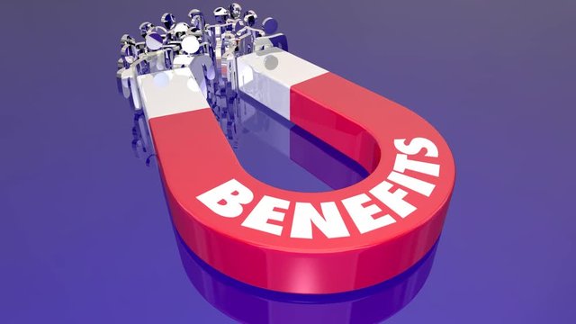 Benefits Perks Features Compensation Magnet Pulling People 3d Animation