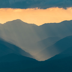 Soft Sunset Light Falls Over the Blue Ridge
