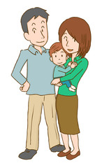 家族（夫婦と子供）のイラスト