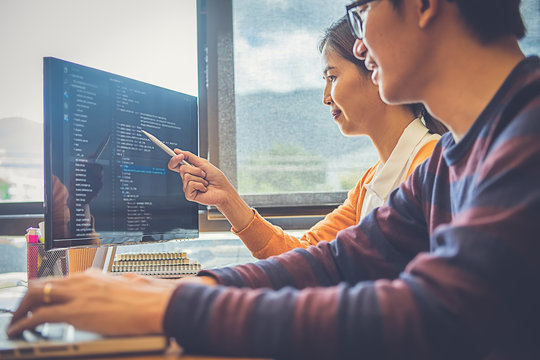 Programmer working in a software development and coding technologies. Website design.Technology concept.