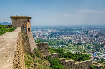 Fototapeta na wymiar Durrani Fort, Hari Parbat at Srinagar, Jammu and Kashmir, India