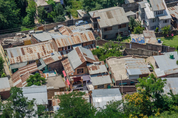 Srinagar city view with lake and mountain, Jammu and Kashmir state, India