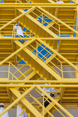 Stairs going up a large petroleum ship in a shipyard in Rio de Janeiro