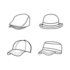 outline hat vector, simple cap icon design