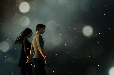 Couple in love,3d illustration conceptual background