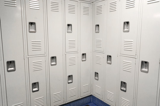 close up on lockers inside the gym
