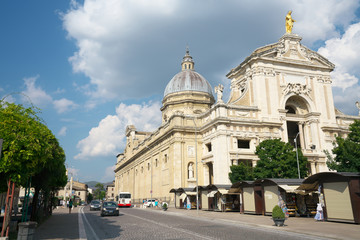 Assisi,Italy-July 28, 2018: The Basilica of Santa Maria degli Angeli
