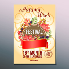 autumn week festival day poinsettia poster template