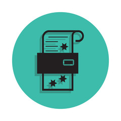 paper through printer icon. Element of printing house for mobile concept and web apps icon. Thin line icon with shadow in badge for website design and development, app development