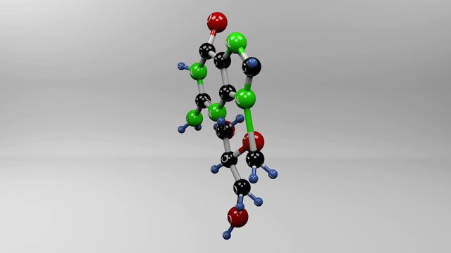 Ganciclovir molecule Molecular structure of ganciclovir, inhibitor of the herpes virus family and cytomegalovirus.

