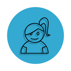 schoolgirl icon. Element of school for mobile concept and web apps icon. Thin line icon with shadow in badge for website design and development, app development