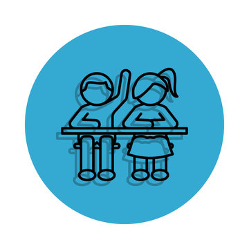 recommend clip art: pupils icon. Element of school for mobile concept and web apps icon. Thin line icon with shadow in badge for website design and development, app development
