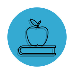 book and apple icon. Element of school for mobile concept and web apps icon. Thin line icon with shadow in badge for website design and development, app development