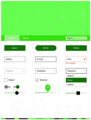 Light Green vector wireframe kit with crystals, circles.