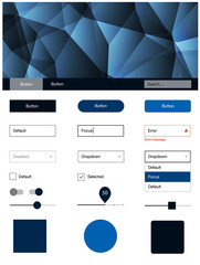 Dark BLUE vector design ui kit with mosaic.