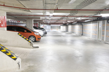Underground Parking garage with cars