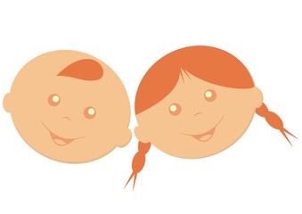 boy and girl, happy kids, vector icon