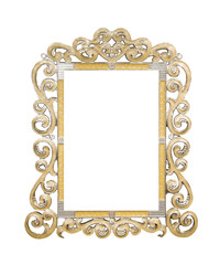 vintage picture and photo frame isolated on white background