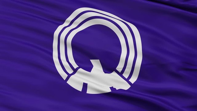 Mitaka close up flag, Tokyo prefecture, realistic animation seamless loop - 10 seconds long
