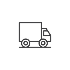Delivery truck outline icon. linear style sign for mobile concept and web design. goods carrying truck simple line vector icon. Lorry symbol, logo illustration. Pixel perfect vector graphics